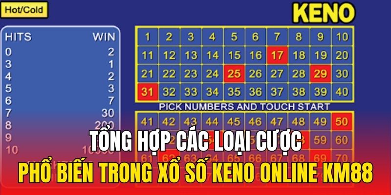 Tổng hợp các loại cược phổ biến trong xổ số Keno online KM88
